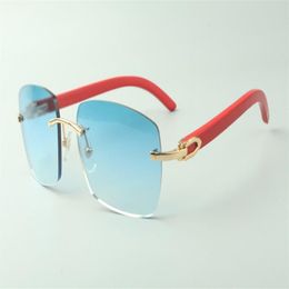 Gafas de sol de diseño clásico 3524025 patillas de madera rojas tamaño de gafas 18-135 mm269b