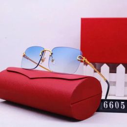 Klassische Designer-Sonnenbrille für Herren und Damen, modisch, rahmenlos, rechteckige Beschichtung, Büffelhorn-Sonnenbrille, Carti-Brille 31