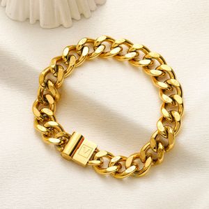 Diseñador clásico Pulseras de mujer Pulsera de cadena de oro con logotipo de letra Acero inoxidable 18K Chapado en plata dorada Hombres Cadenas de mano Joyería de moda Fiesta de regalo