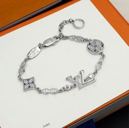 Klassieke ontwerpers armband dames titanium staal diamanten schakelketting bedelarmbanden mode cadeau