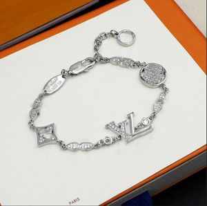 Klassieke ontwerpers armband dames titanium staal diamant link ketting bedelarmbanden mode geschenk