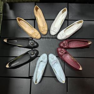 Chaussures de créateurs classiques Ballerines en cuir de vachette et automne dames semelles souples chaussures de danse robe de luxe femmes chaussures chaussures décontractées