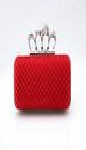 Classique DesignerType4 Rouge Dames Crâne Embrayage Knuckle Anneaux Quatre Doigts Sac À Main Soirée Bourse De Mariage sac 03918b1899093