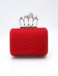 Classic DesignerType4 Red Ladies Skull Clutch Flitch Fichle Rings Four Fingers Handbag Purse Sac de mariage 03918B6157037