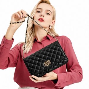 Klassieke Diamd Leather Lock Dames Nieuwe PU Zwart-wit Zadeltas Fiable Meisjes Enkele Schoudertas Rits Tas r4BD #