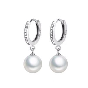 Classic Diamond Pearl -oorbellen Real Natural Freshwater Pearl 925 Sterling Silver Earrings Pearl Sieraden Dames Huwelijksgeschenken