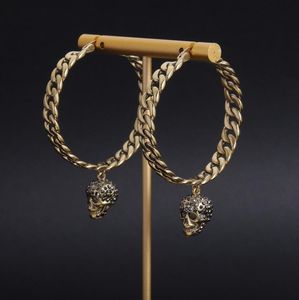 Klassieke Diamond Skeleton Charm Oorbellen Eardrop Hip Hop Designer Big Hoop Circle Earring voor Mannen Vrouwen Sieraden Party Gift