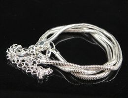 Envío Gratis, pulseras de cadena de serpiente chapadas en plata 925 clásicas DIY, se ajustan a abalorios europeos, pulsera con cierre de langosta, 50 Uds.