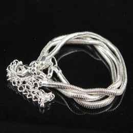 Pulseras de cadena de serpiente chapadas en plata 925 DIY clásicas que se ajustan a cuentas de abalorios europeos pulsera con cierre de langosta 50pcs266P