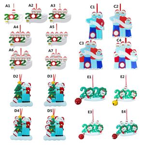 Ornements de Noël de bricolage classiques Salutations Quarantine Cadeau survivant 1-7 Famille avec masques Papier de toilette PVC décorations de Noël