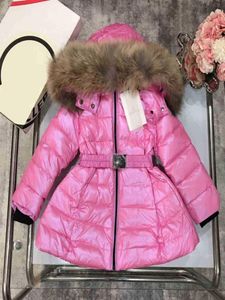 Classic Doll Lengngle Down Jacket Girls Coat Highend Coat 95 White Goose Down Ratcoon Ratcoon Fur Collar Hat2709917