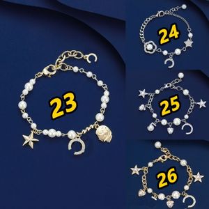 Classique Double Lettre Chaîne Bracelet Mode Perle Étoile À Cinq Branches Diamant Pendentif Bracelets Mode Cadeau De Fête Bijoux Avec Boîte D'origine + Sac Cadeau