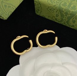 Boucles d'oreilles classiques à double lettre pour femmes, marque de styliste, clous en or et argent, boucles d'oreilles en acier pour dames, cadeau d'anniversaire