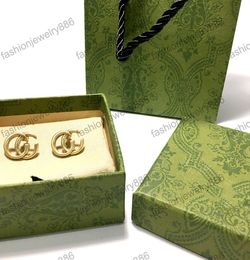 Klassieke dubbele letter oorbellen studs charme retro designer oorbellen dames oorhangers sieraden cadeau met doos voor feest jubileum5112918