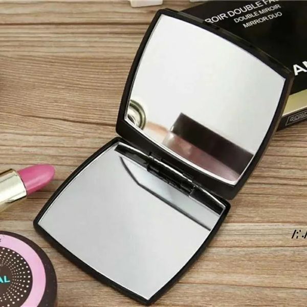 Miroir de maquillage pliable double face classique, amplificateur HD portable compact, mini noir, cadeau pour petite amie, 6.8x1cm