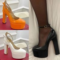 Chaussures habill￩es classiques Femmes ￠ la cheville Plateforme de mode Pumps Pompe Toe Emballage pointu de sandales ￠ talons hauts ￩pais