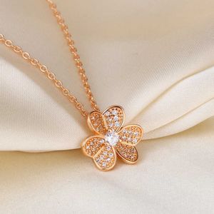 Classic Elegant Design Vanly Necklace for Lovers 925 Silver Lucky Full Diamond Clover Dames Luxe TXAW
