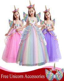 Classique élégante robe de licorne fleur fille cérémonie de mariage enfants robe pour les filles 514Y enfants fête d'anniversaire licorne princesse Cos1054584