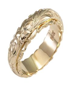 Classic Elegant Women Jewelry Bijoux 14K Gold Fleur sculpté Rague d'anniversaire