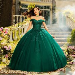 Classic Emerald Green Quinceanera Robes en dente