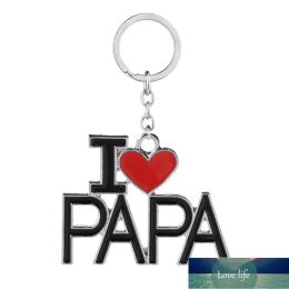 Llavero clásico con letras en inglés I Love Papa Mama Mom Dad Llavero de metal Llaveros familiares para el regalo del día de la madre del padre Favor de fiesta