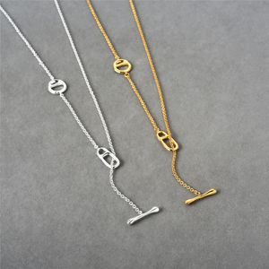 Classique européen et américain plaqué cuivre or véritable 18 carats nez de cochon boucle OT simplifiée longue chaîne nouveau collier tendance et polyvalent peut être utilisé comme chaîne de pull