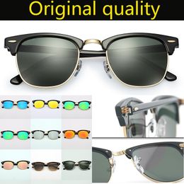 Lunettes de soleil classiques Style 51mm pour hommes et femmes, monture en acétate, lentilles en verre véritable, lunettes de soleil Oculos Gafas