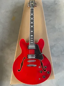 Guitare électrique classique F-Hole 335 Jazz demi-creuse rouge