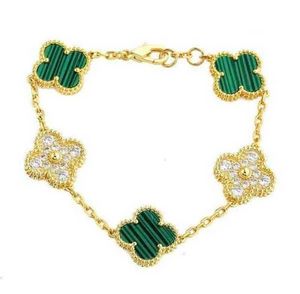 Klassieke mode 4/vier klavertje armbanden bedelarmband ketting 18k gouden agaat schelp parelmoer voor dames meisje bruiloft moederdag 9zft