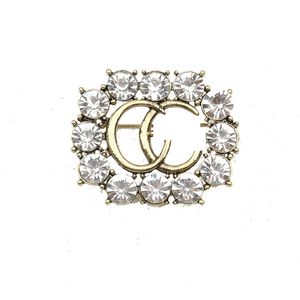 Simple Double Lettre Broches Célèbre Marque Luxurys Desinger Géométrie Broche Femmes Cristal Strass Costume Pin Mode Bijoux Écharpe Décoration Accessoires