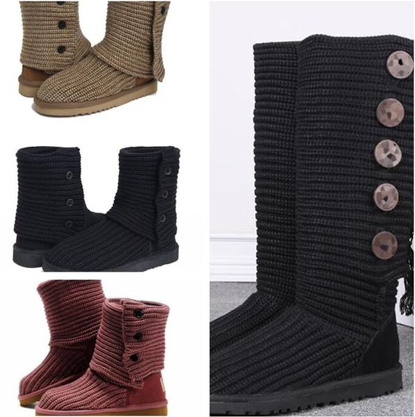 Botas cardi clásicas de moda Botas de nieve para mujer 5819 hilo de lana de punto alto bajo interior exterior U5819