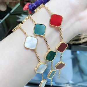 Pulsera de trébol con dijes clásicos para mujer, pulsera de flores de cuatro hojas, cadena de oro y plata, fiesta de moda, boda, regalo de Acción de Gracias de la madre, brazalete de joyería de diseñador de marca