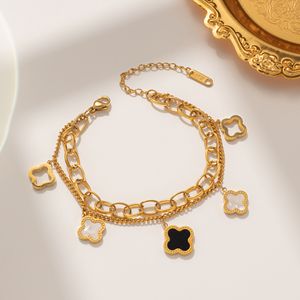 Classic Fashion Charm 4 / Four Leaf Clover Jewelry Gold Bangle Bracelets Designer For Women Chain Elegant Jewellery Gift