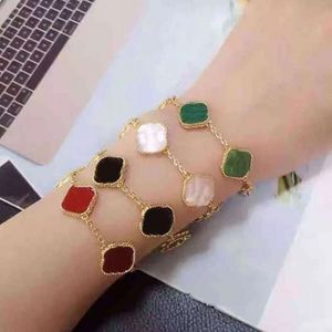 Pulseras con dijes de moda clásica VAN Trébol de cuatro hojas Joyas de diseño Arpels de plata pura Brazalete de oro de 18 quilates para mujeres hombres Collares Cadena elegante Cleef Regalos