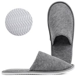 Classic Fashion Coton laine de coton hommes femmes intérieure avec sac de rangement voyage invité doux hôtel doux respirant confortable spa portable Solid House Slippers-15