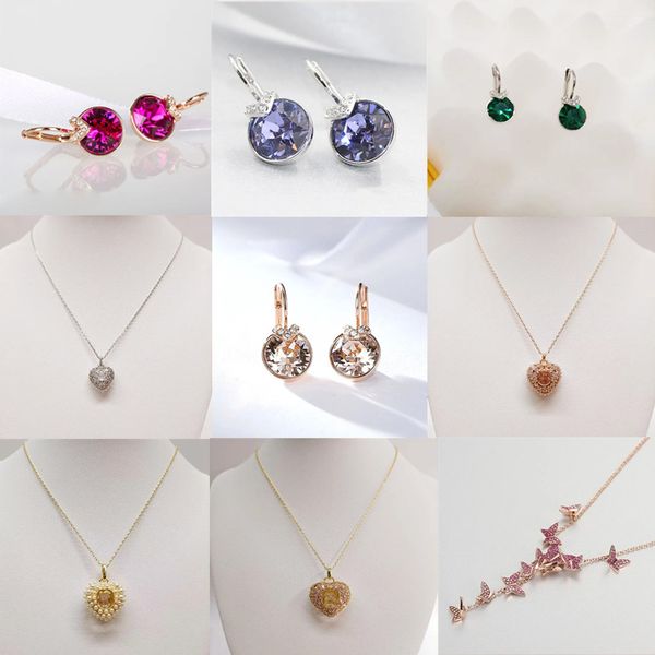 Moda clásica Pendientes de cisne lindo diseñador de tenis para mujeres Pendientes de collar de tenis para mujeres Alta calidad 1: 1 Regalos de joyas de joyas de lujo de color azul chapado en oro