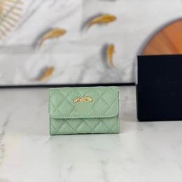 Klassieke modeontwerperkaart Bag drielaags rhombus Caviar vaste kleur rhombus letter portemonnee multi-card slot zuivere portemonnee