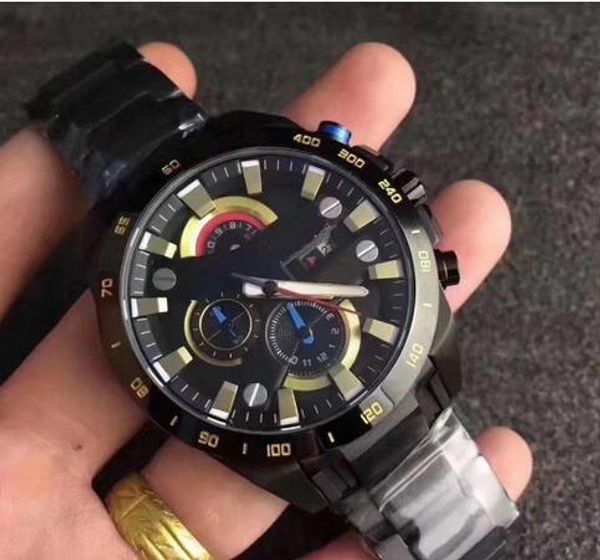 moda clásica envío gratis serie EFR540 multifunción Diseñador de acero inoxidable reloj de pulsera de cuarzo EF-540 relojes de movimiento con caja