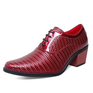 Chaussures habillées en cuir à paillettes pour hommes, classiques, à talons hauts, élégantes, rouges, formelles, taille 46, chaussures Oxfords pointues