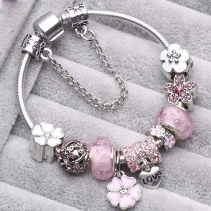 Clássico moda pandoraer estilo charme jóias trevo flores mulheres europeu charme contas trevo de quatro folhas balançar se encaixa pandoraer charme pulseiras colar diy