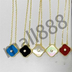 Colliers pendentif de mode classique pour femmes élégant 4 trèfle à quatre feuilles médaillon diamant collier de haute qualité chaînes ras du cou Design288W