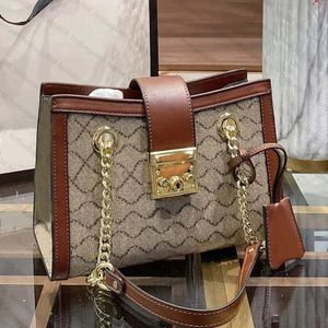 Klassieke mode schoudertassen top designer tas nieuwe schouderband ketting tas vrouwen bakken originele casual vierkante slot handtas gratis portemonnee