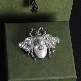 Classic Fashion Silver Pearl Bee Broche Unique Crystal Wings Bee Broche Designer sieraden Gift