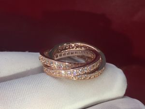 Klassieke mode diamanten ring met drie ringen voor heren dames koppel mode eenvoudige stijl ringen met twee kleuren roségouden ringen