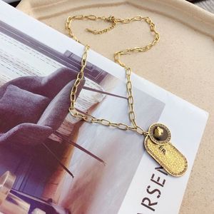 Classic Fashion Women Luxury Designer ketting Choker Chain 18K Gold vergulde roestvrijstalen brief Hangers kettingen sieraden ACCE282O