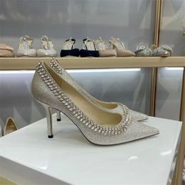 Klassieke mode dames hoge platte 6,5 cm 8,5 cm hiel jurk schoenen feest sexy lysine stone kralen punty teen dames luxe ontwerper mar