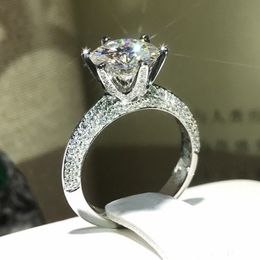 Bague classique en argent Sterling 100% solide pour femmes et hommes, bague de mariage en pierre de zircon Sona 5A, 1ct, bijoux de fiançailles, 925