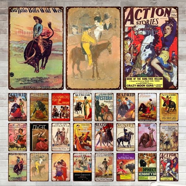 Classique Fighting Bull Club Métal Tin Sign Rétro Affiche Décoration Murale Maison Maison Chambre Rétro Peinture Plaque Jeu Autocollant Cadeaux 30X20cm W03