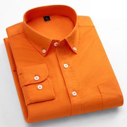 Chemise à manches longues 100 coton pour hommes, coupe classique, poche unique, slim, haut décontracté, Oxford doux, couleur unie, vêtements de bureau 240312