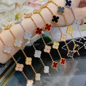 Klassieke Vijf Bloemen Klaver Armband Luxe Natuurlijke FritillariaTurquoise Diamanten Armband voor Vrouwen Modemerk Bedelarmband Ontwerper Sieraden Kerstcadeau